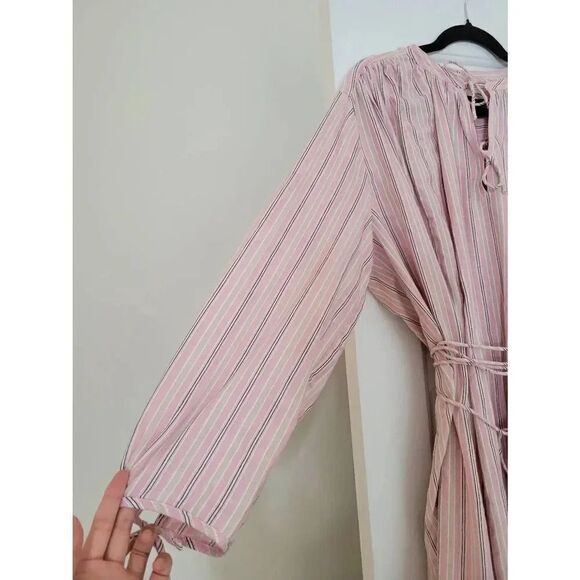 J. Crew Re-Imagined Alma Pink Striped Beach Boho Cotton Dress Womens Size L-XL, - Picture 7 of 9